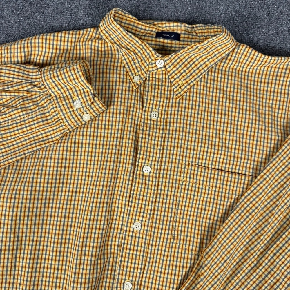 Abercrombie Fitch Button Down Shirt‎ L Muscle Plaid Pocket Men